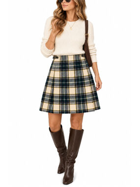 Vintage Cobra Kilt Wool Plaid Tartan Skirt Made in Ireland 26” Waist Pleated